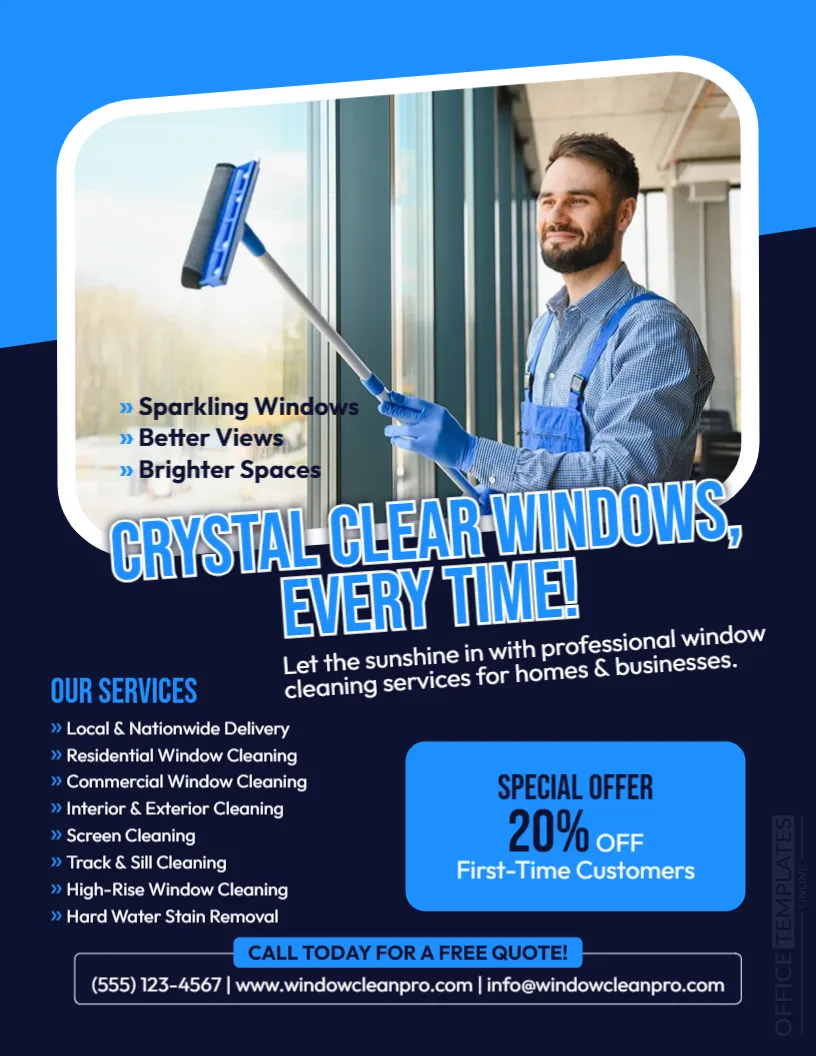 Window Cleaning Flyer Template – Editable Window Washing Service Flyer