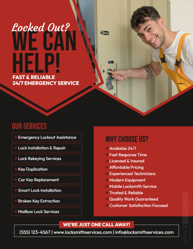 Locksmith Flyer Template – Editable Locksmith Services Flyer Design