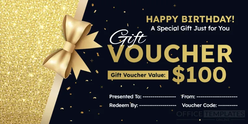 Luxury Birthday Gift Voucher Template – Editable Printable Gift Certificate