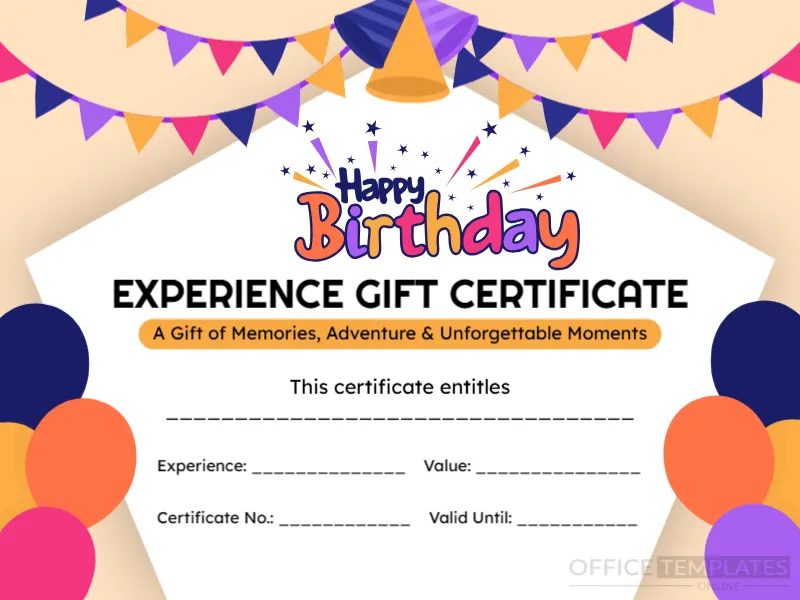 Birthday Experience Gift Certificate Template – Editable & Printable Online