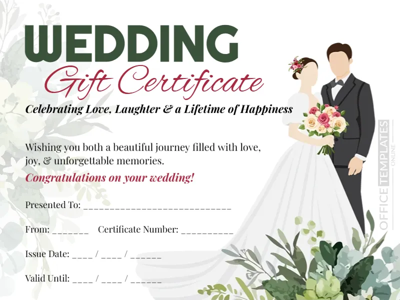 Wedding Gift Certificate Template – Editable & Printable Wedding Gift Voucher