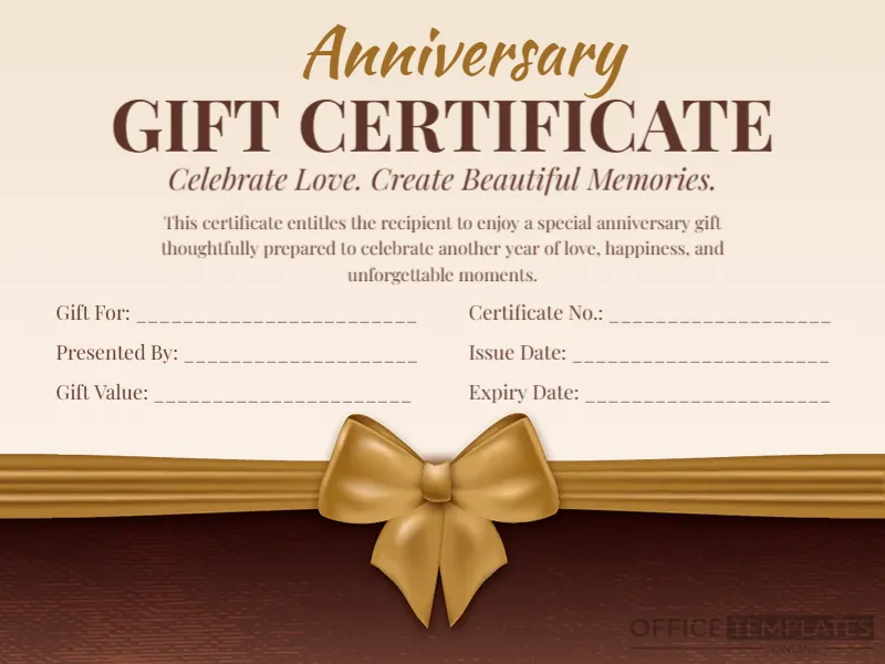 Anniversary Gift Certificate Template – Editable & Printable Gift Voucher