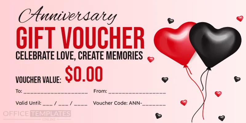 Romantic Anniversary Gift Voucher Template – Editable Anniversary Gift Certificate