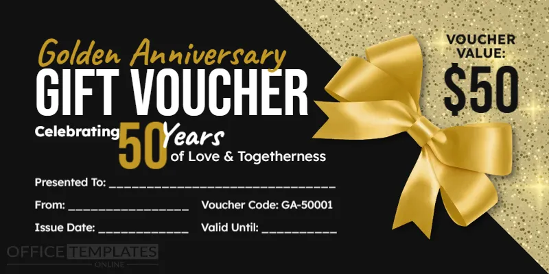 Golden Anniversary Gift Voucher Template – Editable 50th Anniversary Gift Certificate
