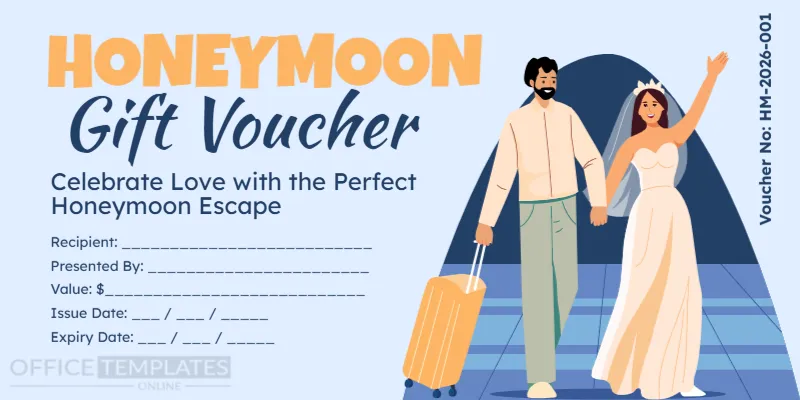 Honeymoon Gift Voucher Template – Editable Romantic Honeymoon Gift Certificate