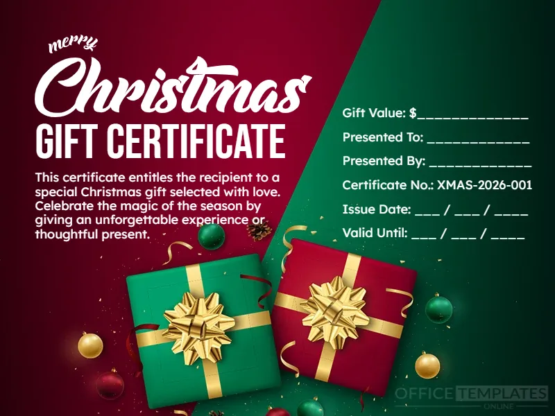 Christmas Gift Certificate Template – Editable Printable Holiday Gift Voucher