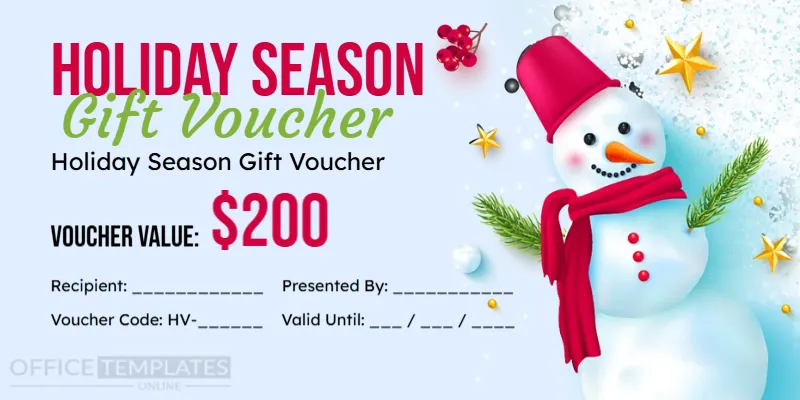 Holiday Season Gift Voucher Template – Editable & Printable Holiday Gift Certificate