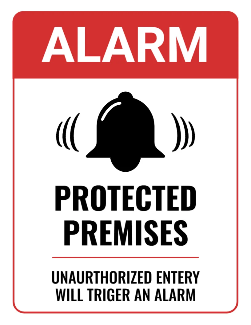 Alarm Protected Premises Sign Template