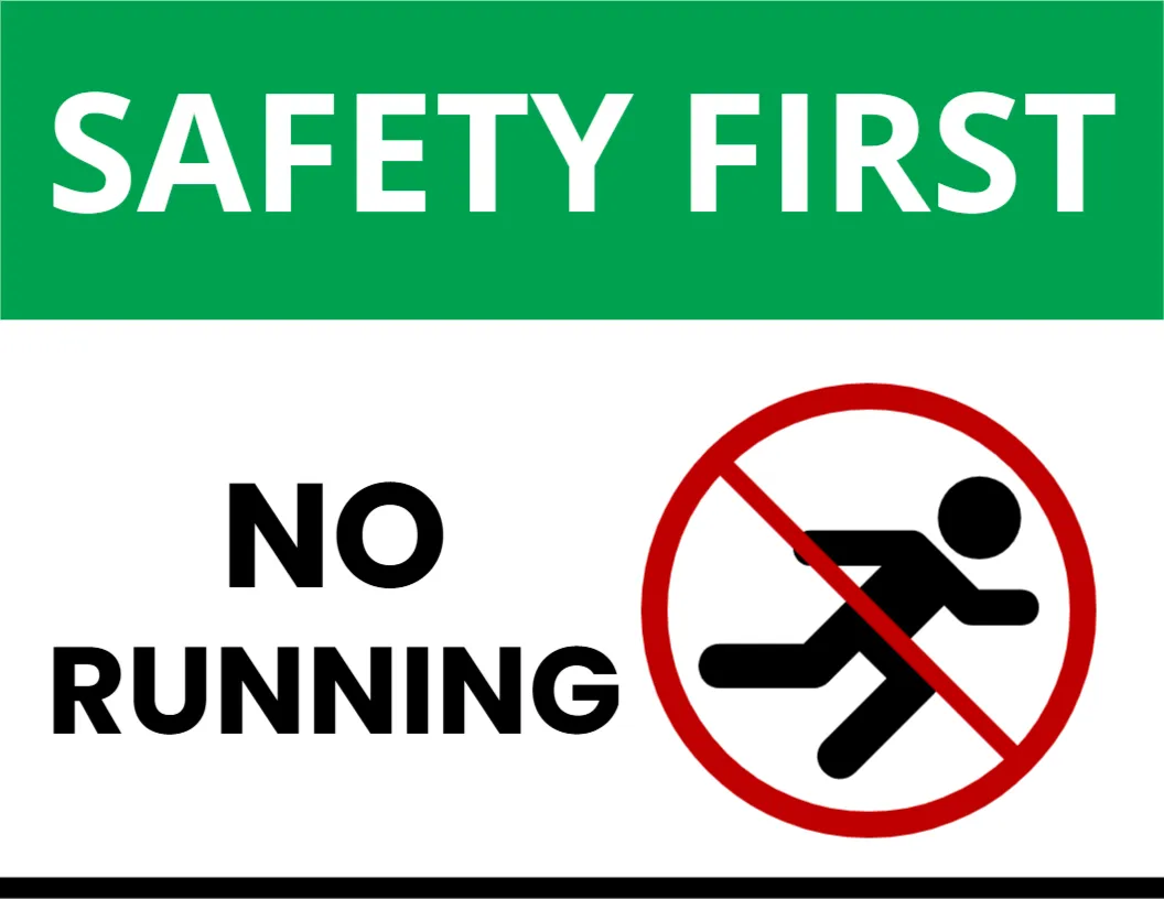 No Running Safety Sign Template