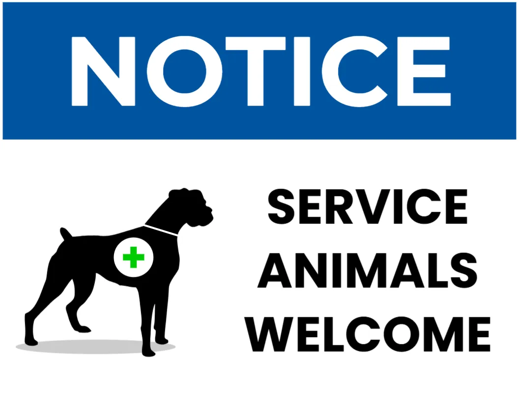 Service Animals Welcome Sign Template