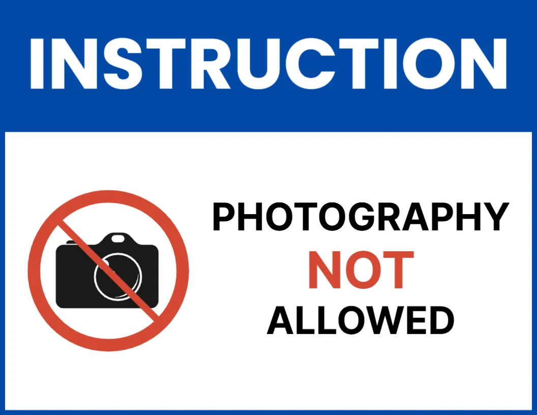 No Photography Sign Template