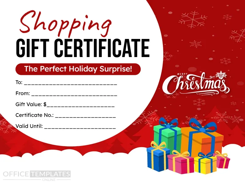 Christmas Shopping Gift Certificate Template