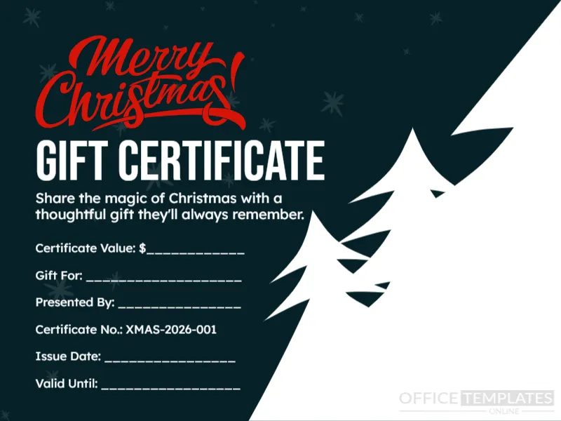 Merry Christmas Gift Certificate Template