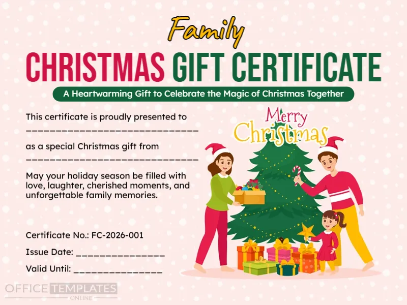 Family Christmas Gift Certificate Template