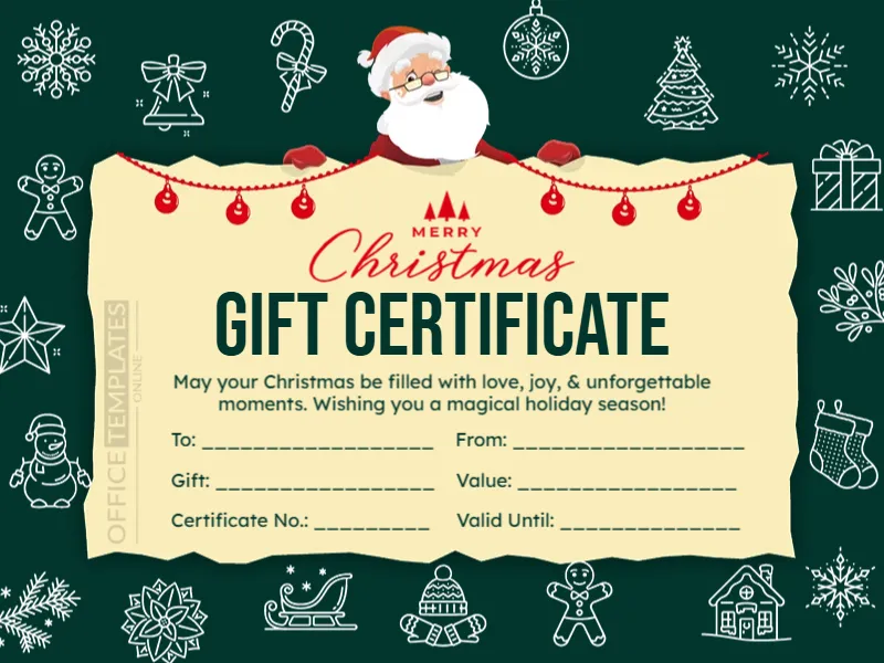 Printable Christmas Gift Certificate Template