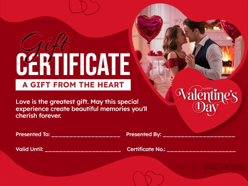 Love and Romance Gift Certificate Template