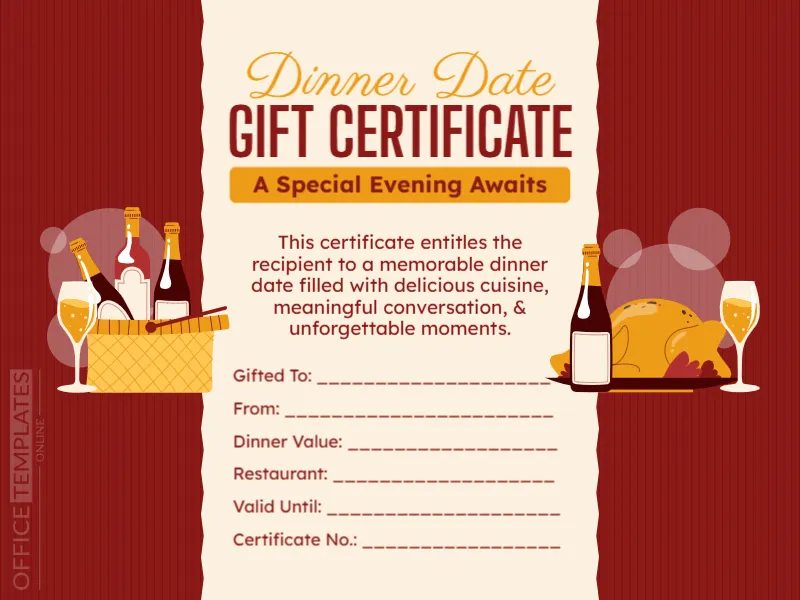 Dinner Date Gift Certificate Template