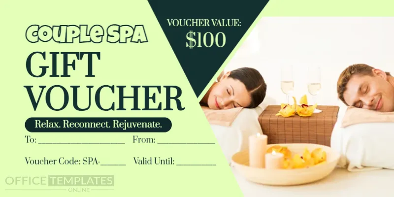 Couple Spa Gift Voucher Template