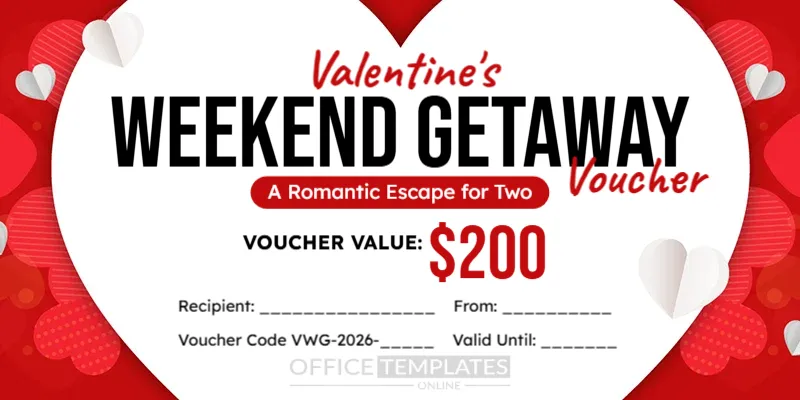 Valentine’s Weekend Getaway Voucher Template