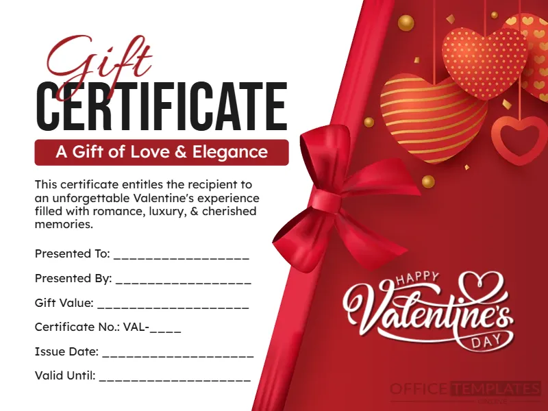 Luxury Valentine’s Gift Certificate Template