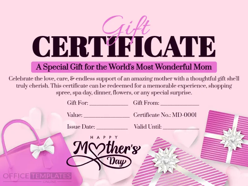 Mother’s Day Gift Certificate Template