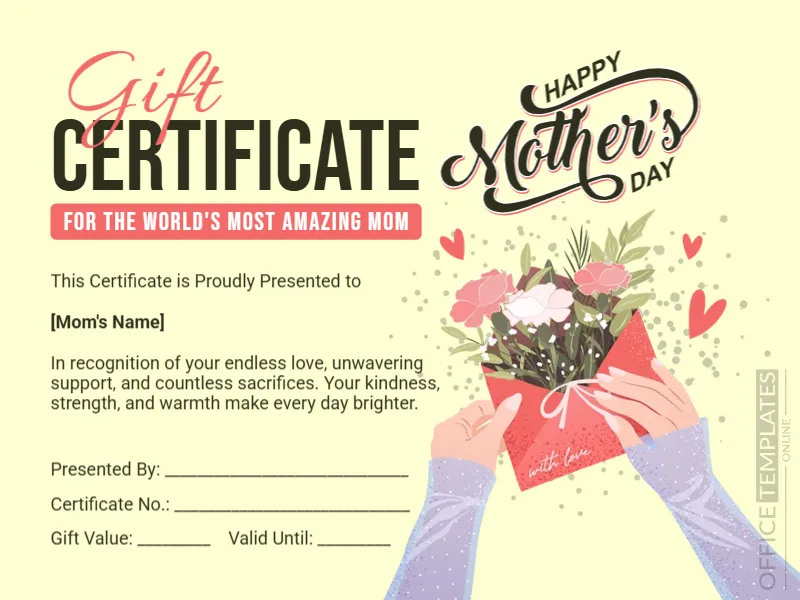 Personalized Mother’s Day Gift Certificate Template