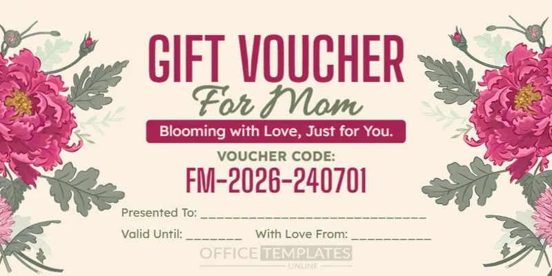 Floral Gift Voucher for Mom Template – Editable & Printable