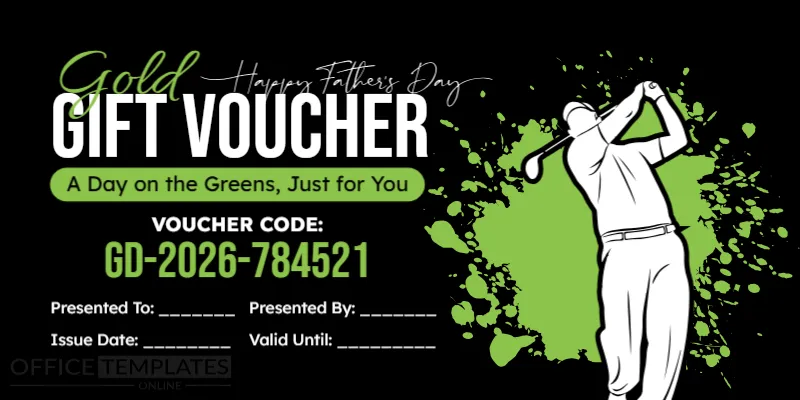 Golf Gift Voucher for Dad Template – Editable & Printable
