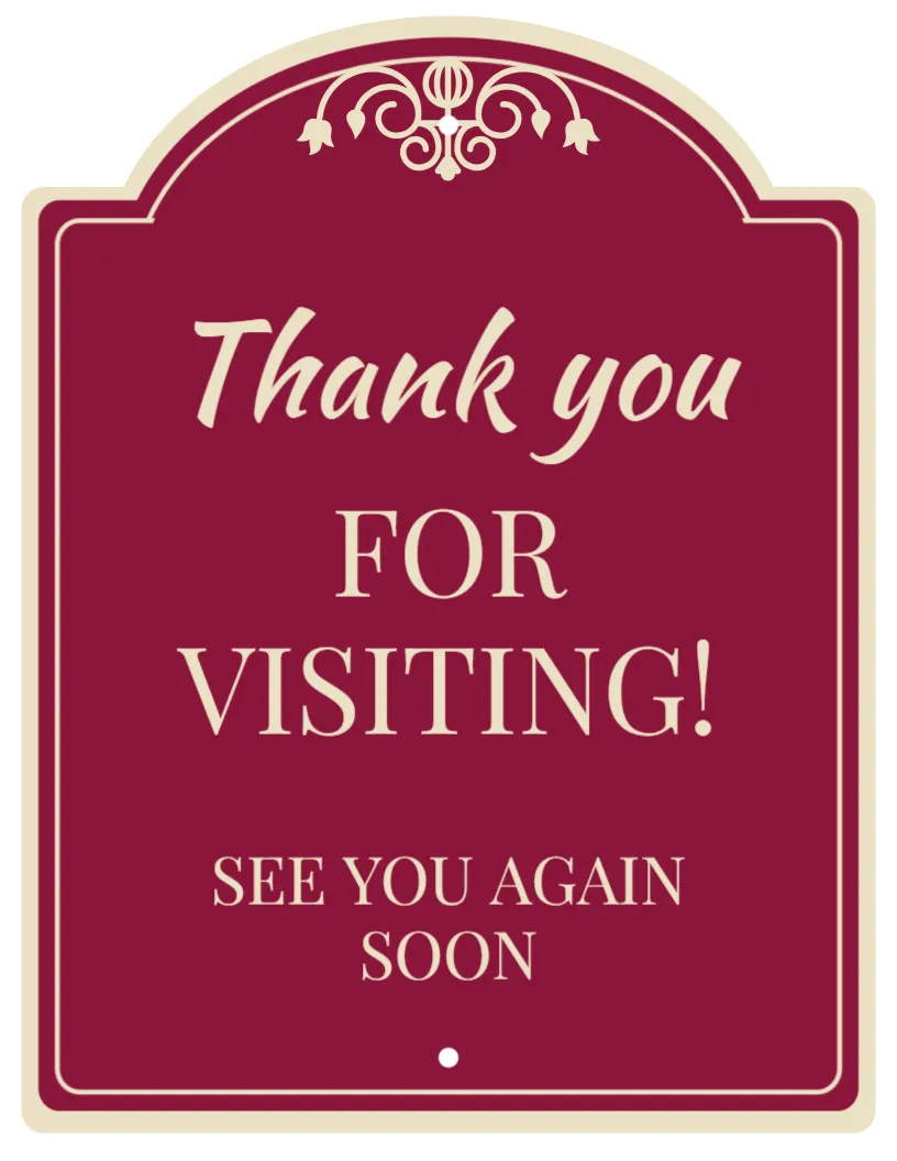Thank You Visit Again Sign Template