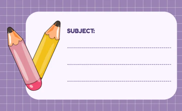Student Notebook Subject Label Template