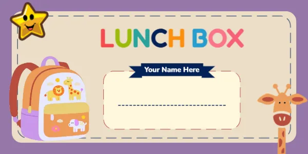 Lunch Box Name Sticker Template