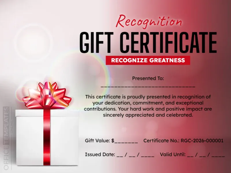 Recognition Gift Certificate Template – Editable Award Certificate Online