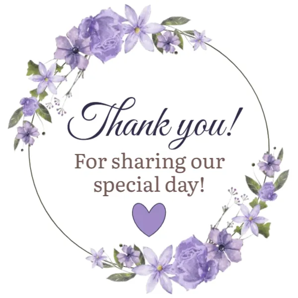 Wedding Favor Thank You Sticker Template