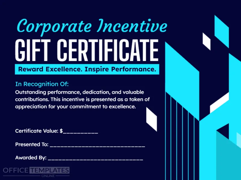 Corporate Incentive Gift Certificate Template – Editable Online