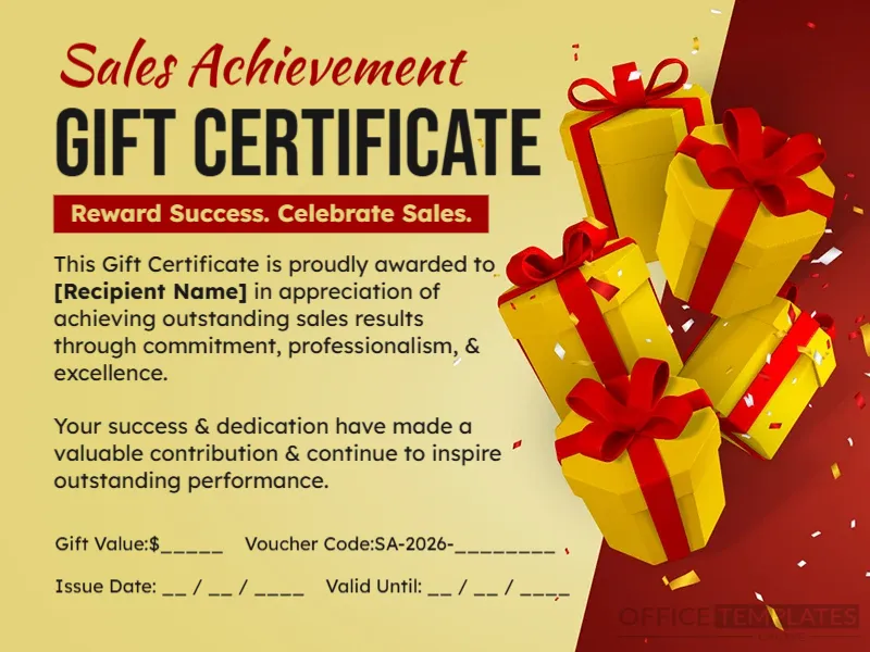 Sales Achievement Gift Certificate Template – Editable Online