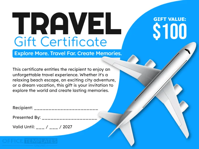 Travel Gift Certificate Template – Editable Online