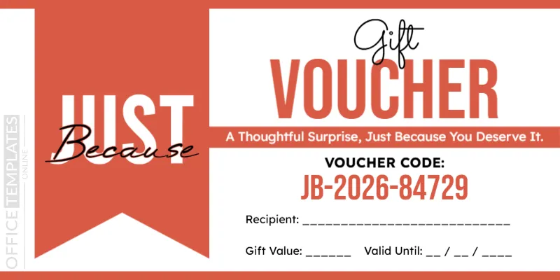 Just Because Gift Voucher Template
