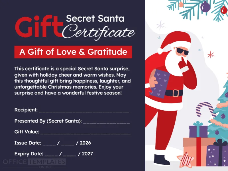 Secret Santa Gift Certificate Template