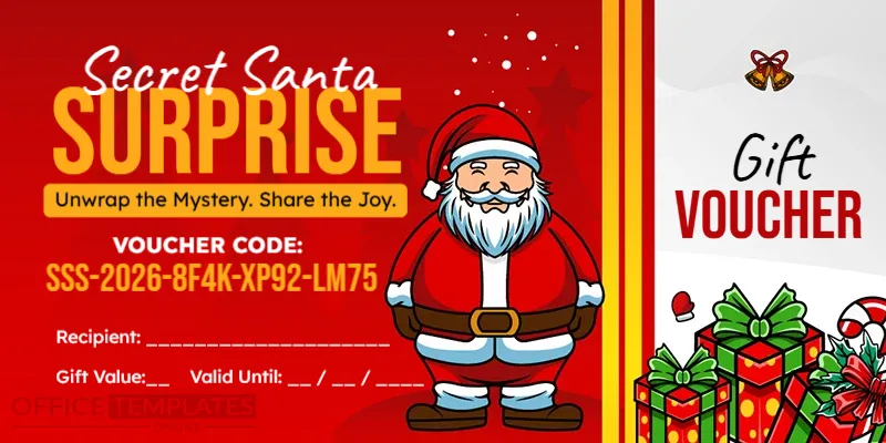 Secret Santa Surprise Gift Voucher Template