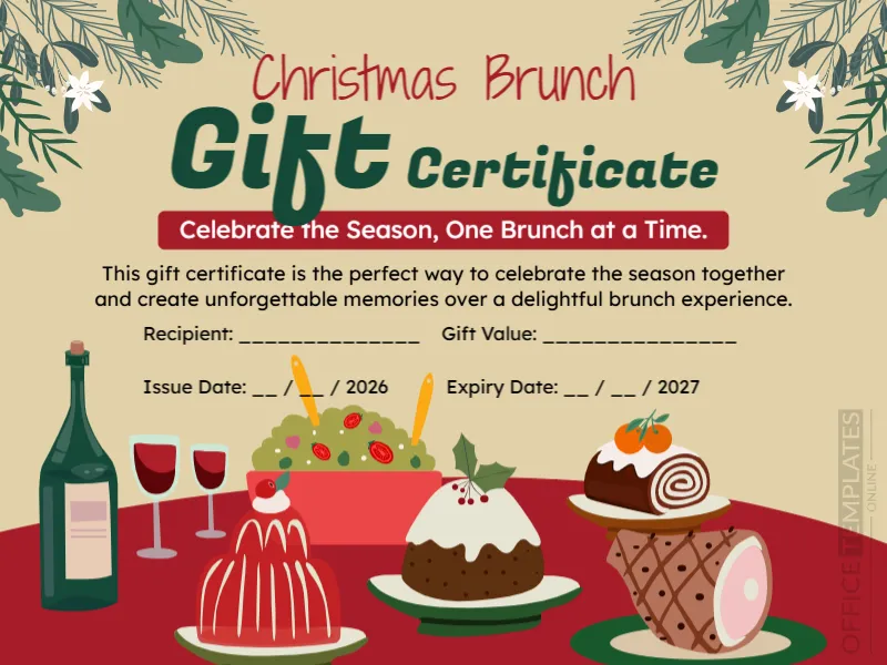 Christmas Brunch Gift Certificate Template