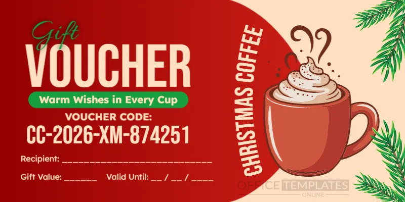 Christmas Coffee Gift Voucher Template