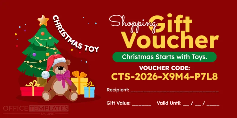 Editable Christmas Toy Shopping Gift Voucher Template