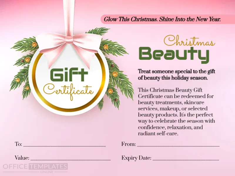 Editable Christmas Beauty Gift Certificate Template