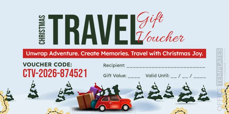 Editable Christmas Travel Gift Voucher Template