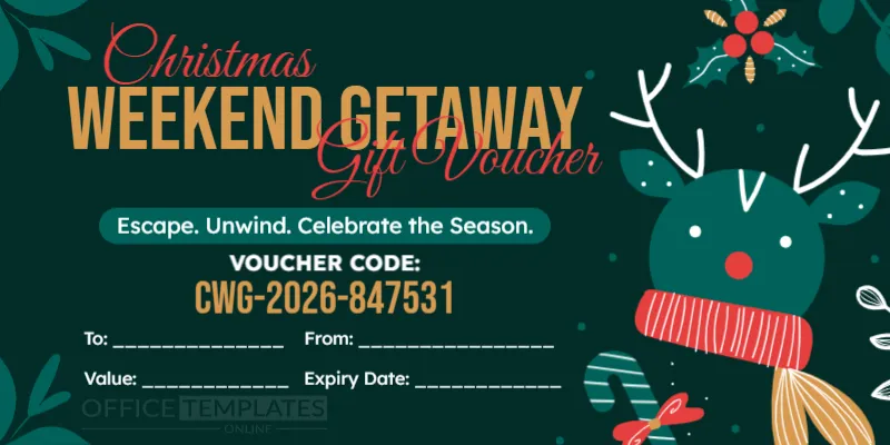 Editable Christmas Weekend Getaway Voucher Template