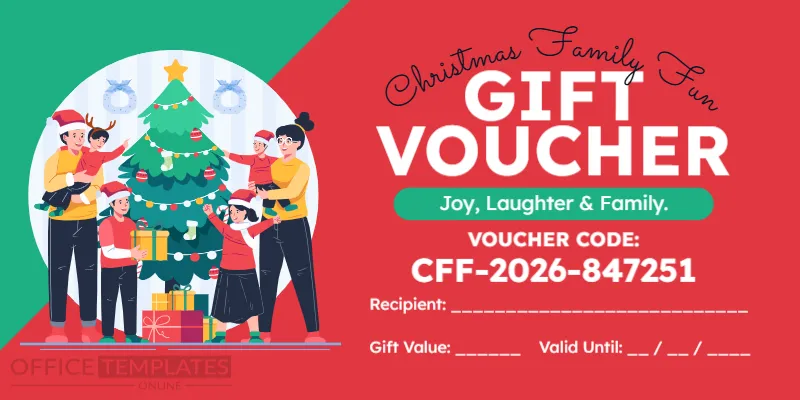 Editable Christmas Family Fun Gift Voucher Template