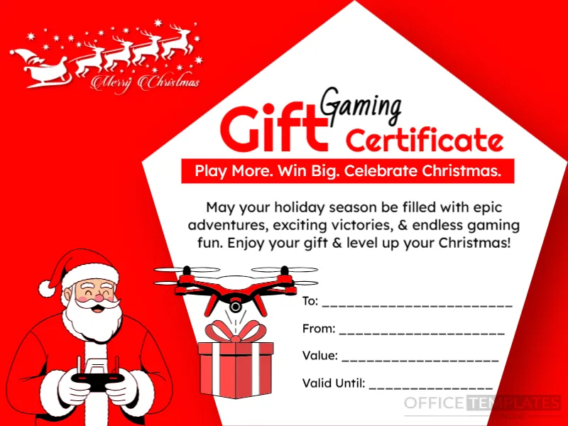 Editable Christmas Gaming Gift Certificate Template