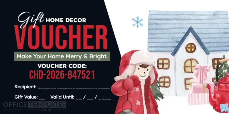 Editable Christmas Home Décor Gift Voucher Template
