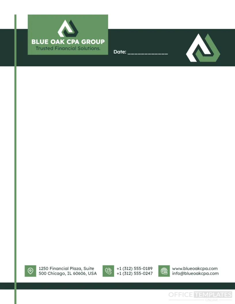 Professional Accounting Firm Letterhead Template – Editable & Printable