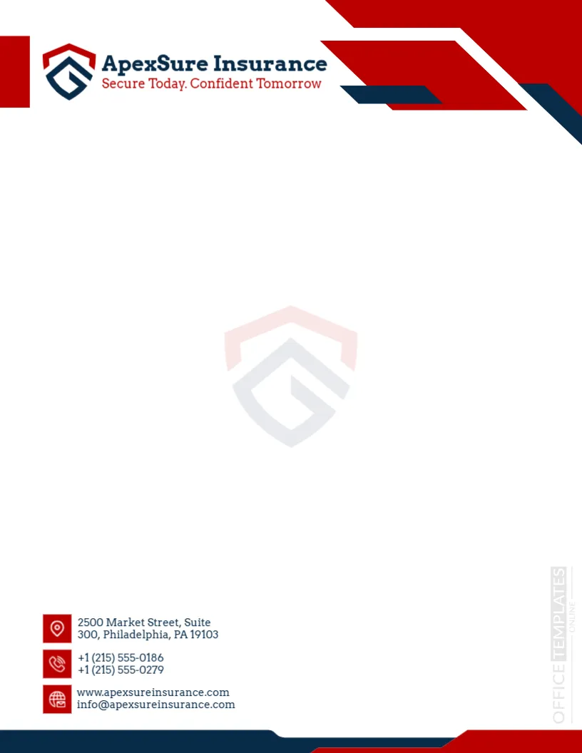 Editable Insurance Agency Letterhead Template for Professional Business Documents